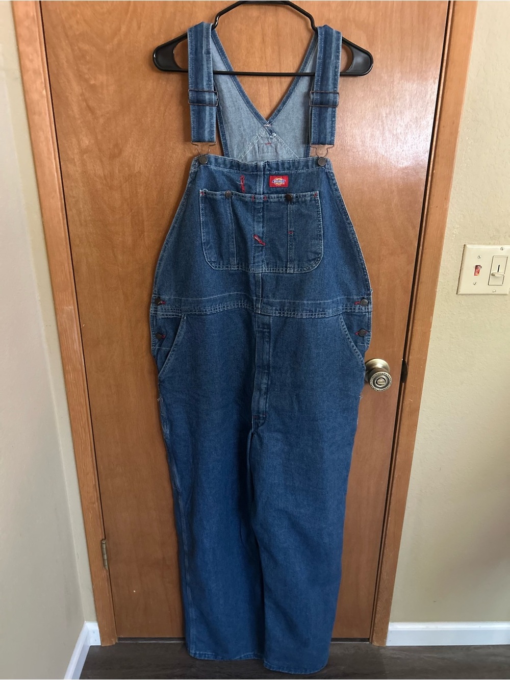 Dickies Blue Denim Cotton Overalls 40x30 Construction Mechanic Carpenter